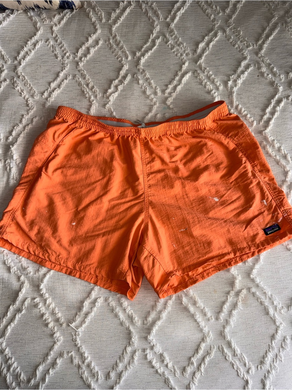 Patagonia Women’s Orange Baggies Shorts – XL – Paint Splatter